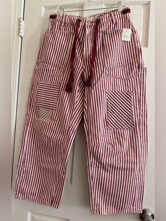 We The Free Denim - We The Free Moxie Barrel Jeans Red Berry Stripes